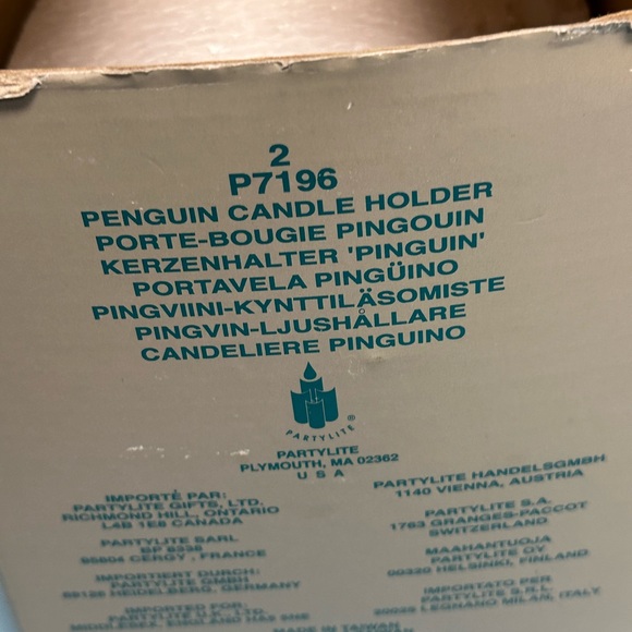 Partylite purple and green frosted Glass Candle Holder Penguins Shaped - Picture 12 of 13